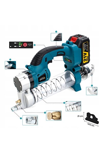 NO BRAND Pistol de gresat electric, fără fir, 10.000 PSI, cu 2 baterii