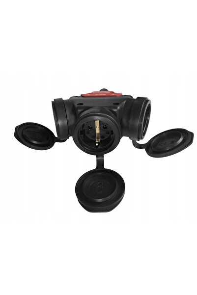 PCE Adaptor de priză triplu cu 3 căi, din cauciuc, 3x 16A/2P+Z 230V IP44 2431...