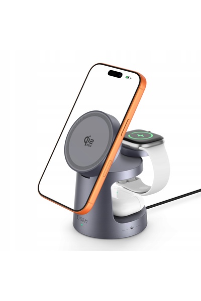NO BRAND Încărcător wireless 3 în 1 Qi2.2 Tech-Protect pentru telefon și cășt...