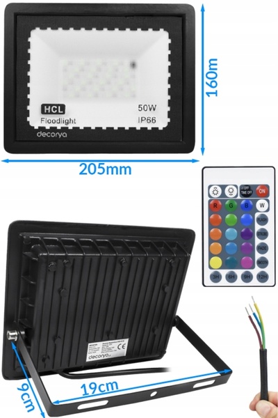NO BRAND Proiector colorat pentru fațade, Halogen LED RGB 50W IP65, Telecomandă