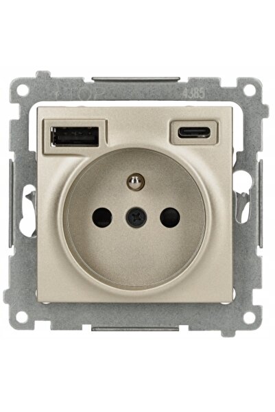 Kontakt-Simon Priză electrică aurie cu 2 porturi USB pentru încărcare telefon...