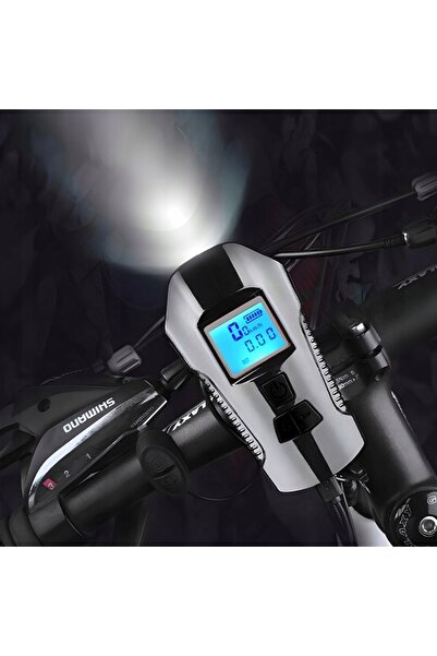 NO BRAND LAMPĂ FRONTALĂ DE BICICLETĂ USB LED CU CONTOR 5 ÎN 1