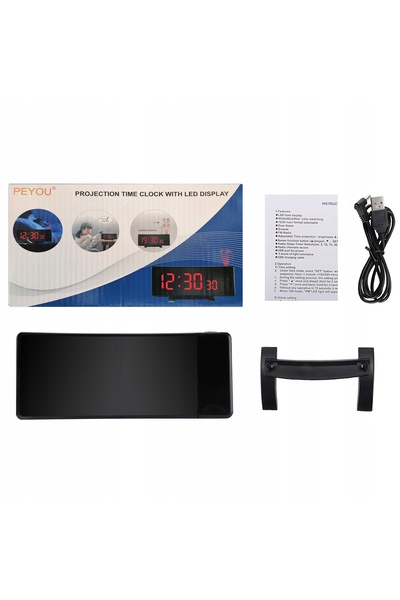 Retoo RADIO-CEAS CU ALARMĂ CU PROIECTOR NEGRU USB CEAS CU ALARMĂ PUTERNICĂ AF...