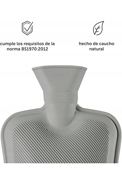 NO BRAND Termos din cauciuc cu husă din material polar gri, 1.5L, ideal pentr...