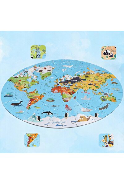 bedee PUZZLE CLASIC HARTA MONDIALĂ GLOBEUL LUMEI 70 DE PIESE PUZZLE COLORAT C...