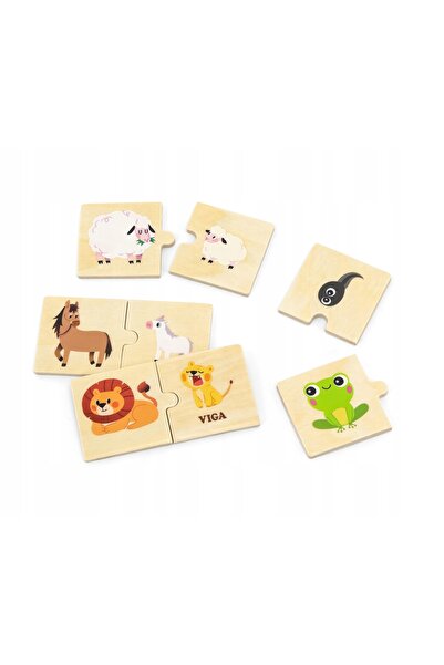 NO BRAND Puzzle pentru cei mai mici, ANIMALE MICI și MARI, jucării din lemn