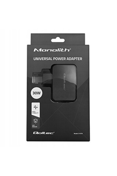 Qoltec Adaptor de alimentare universal pentru laptop de 30W, cu 8 prize automate