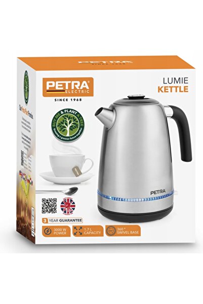petra Fierbător electric argintiu cu filtru anti-incrustații 3000 W SALTER 1,7 L