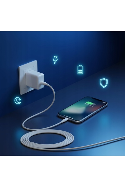 NO BRAND Încărcător iPhone 20W PD USB-C cu cablu Lightning, încărcare rapidă ...