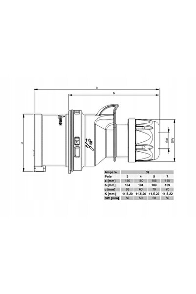 NO BRAND Cablu prelungitor electric din cauciuc 5x6 20m H07RNF OnPD 32A