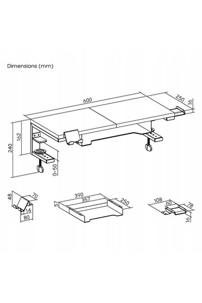 Spacetronik Raft pentru birou Suport pentru birou 60x25x24 SUPORT PENTRU TELEFON