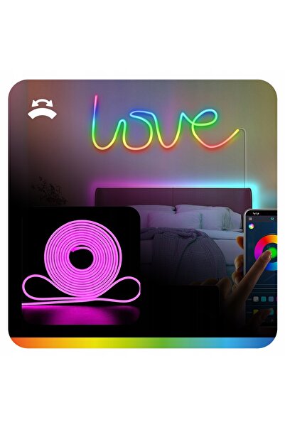 NO BRAND Bandă LED 30M (2x15) NEON 5050 RGBIC Control prin aplicație Bluetoot...