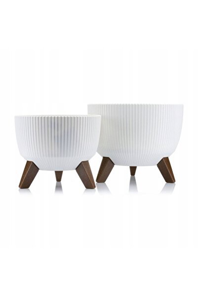 HowHomely Set de ghivece pentru plante GHIVECI MODERN alb MISA x2 GHIVECI Ins...
