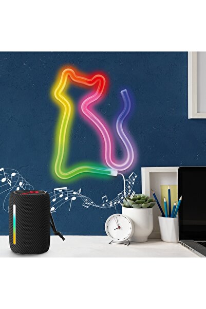NO BRAND Lumină LED Neon Forever Light Kot FLRN03 RGB + Decorațiune de perete...