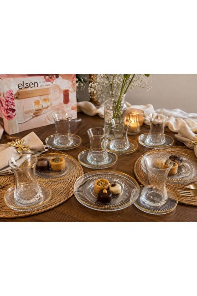 caddeplushome 18 Parça Çay Seti Takımı - Pasta tabağı, Çay Bardağı, Çay Tabağ...