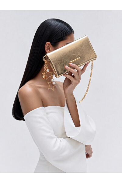Mia Collection Canggu Model Clutch Bag, Portfolio Bag, Handbag Gold