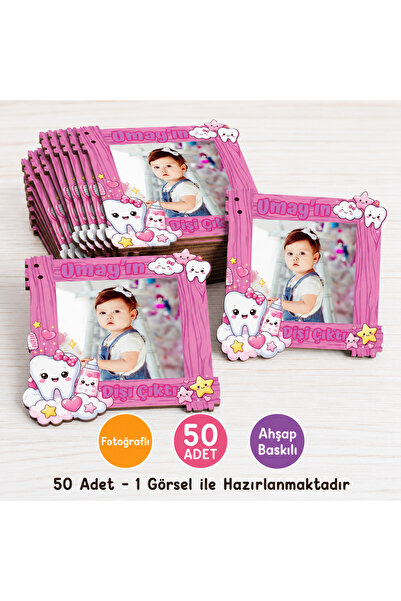 wonderlike 50 Adet Kişiye Özel Diş Buğdayı Magneti – Kız Bebek Pembe Diş Çıka...
