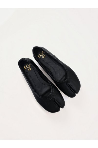 Ega ayakkabı Women's Genuine Leather Flip-Flop Tabi Ballerinas – Non-Slip Sole (Full Fit)