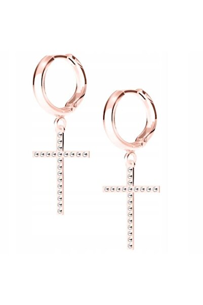 Larezo Cercei, Larezo, Cruce, Argint 925, Aur roz 18K, Swarovski, Pentru feme...