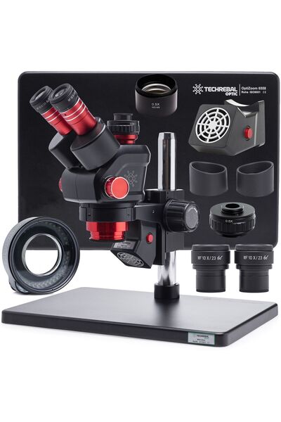 TECHREBAL Microscop stereo OptiZoom 6558 DG6558T-B3 + Barlow 0.5x, Lămpi de i...