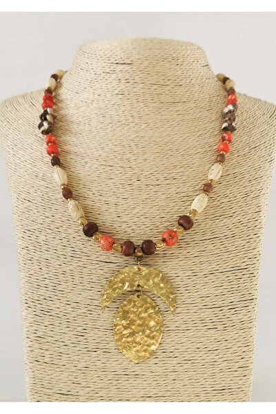 Halley Concept Natural Stone Brass Medallion Ethnic Bohemian Design Women's N...