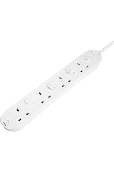 GENERAL Masterplug 2M Extension Lead, 4 Sockets, Individually Switched, 13A, ...