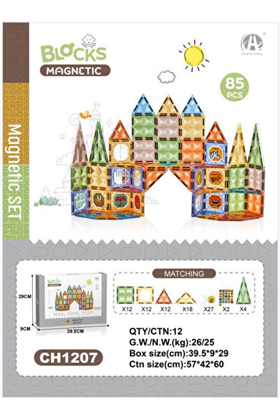 OEM Set Blocuri Magnetice - 85 piese, Joc Constructie STEM (CASTEL)