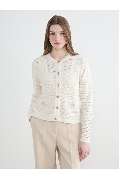 LC Waikiki Cardigan tricotat de damă cu guler rotund și tricotaj deschis