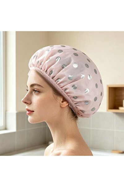 idei Polka Dot Printed Shower Cap, Diameter 26 cm, Elastic Waterproof Hair Pr...