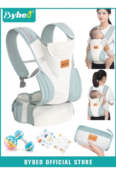 BYBEO Baby Carrier, Baby Wraps Carrier with 2 Bibs and 2 Rattle Toys Set, Erg...