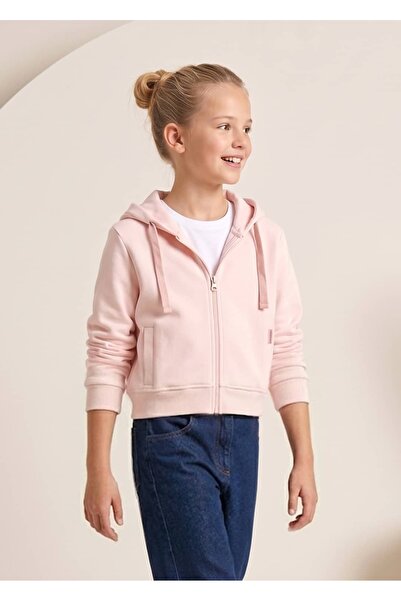 Ozmoz By Mukadder Özden Organic Hooded Light Pink Girls' Sports Jacket