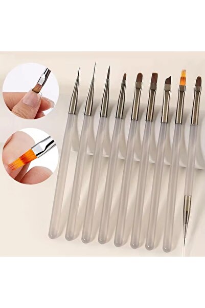 Choice Rhinestone 9Pcs UV Gel Acrylic Nail Brush Set, Nail Tips Extension Nai...