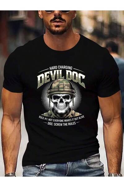 45 BPM Men's-Shirt Black Fierce Dog Skull Pattern-Shirt Exclusive Enthusiasts