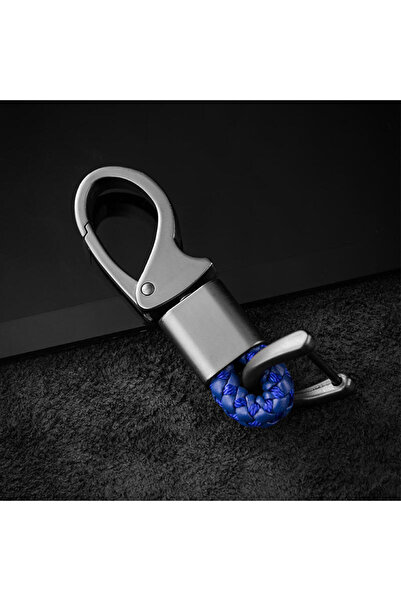 choice2 Blue Creative Braided Rope Metal Keychain Durable Key Ring Pendant fo...