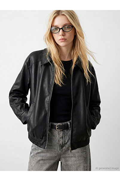 LC Waikiki Oversize Women's Faux Leather Jacket