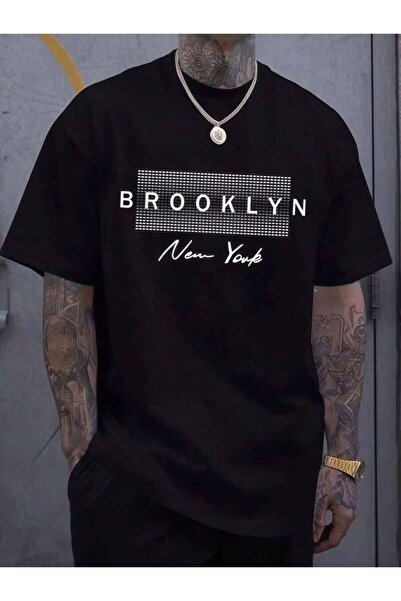 9JY 1pc Mens Clothes Brooklyn New York Print Black TShirt, Unisex Casual Crew...