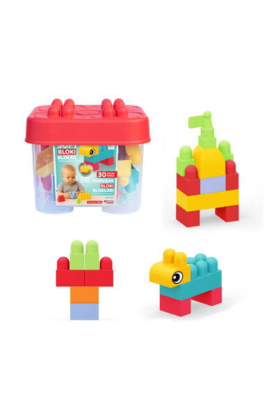 DEDE Yumuşak Bloki Bloklar Kova 30 Parça / Soft Bloki Blocks 30 Pieces Bucket