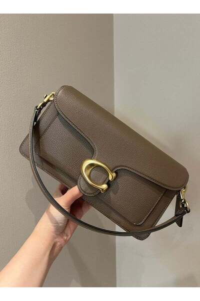 My Coach abby 26 Polished Pebble Leather Top Handle Shoulder Bag Dark Brown (...