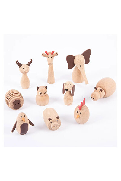 TickiT Prieteni Animale, set de 10 animale din lemn