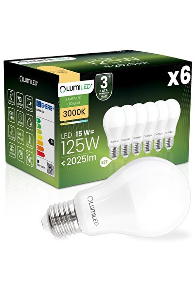 Lumiled 6x Bec LED E27 A65 15W = 125W 2025lm 3000K Cald 260 °