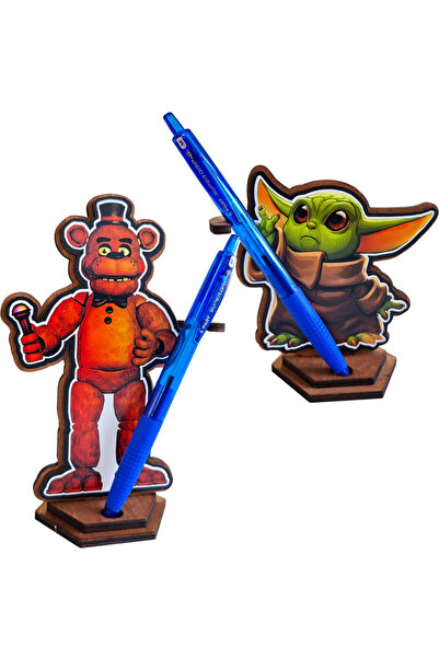 OEM Set 2 Figurine Fnaf Freddy Baby Yoda Grogu Mandalorian, lemn