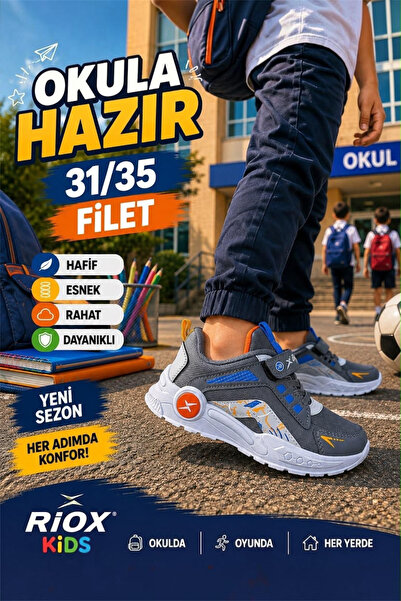 ALTUNTAŞ Boys' Velcro Non-Slip Sole Casual Sports Shoes School Shoes