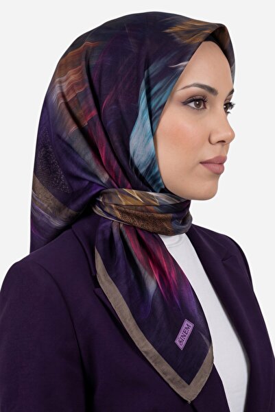 hadiora Women's Purple Brush Pattern Ready-To-Wear Cotton Muslin Hijab