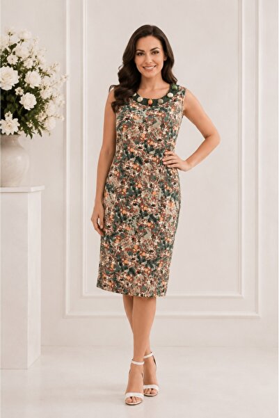 OEM Rochie confortabila de zi, culoare verde inchis, material tip in