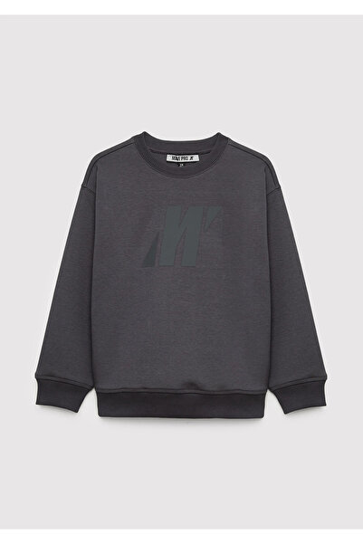 Mavi Pro Printed Anthracite Sweatshirt Loose Fit / Loose Comfortable Cut 6S10...