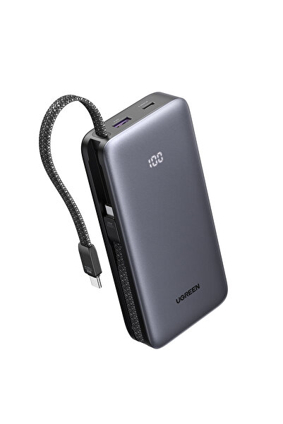 Ugreen 20.000 mAh 30W 2 Dahili Kablolu Hızlı Şarj Powerbank, 55985B