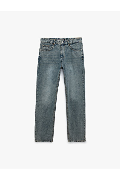 Koton Βαμβακερό Vintage Straight Fit Jean Παντελόνι