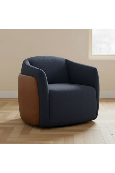 homejoyz Linen and Leather Armchair-92X88X72 Cm-Blue