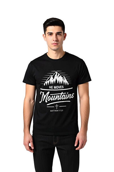PayBuy Men's Mountain Themed Printed T-Shirt with Religious Message Graphic P...