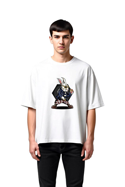 PayBuy تي شيرت رجالي كبير الحجم مطبوع عليه نمط سترة Sunshade Rabbit Spiked بق...